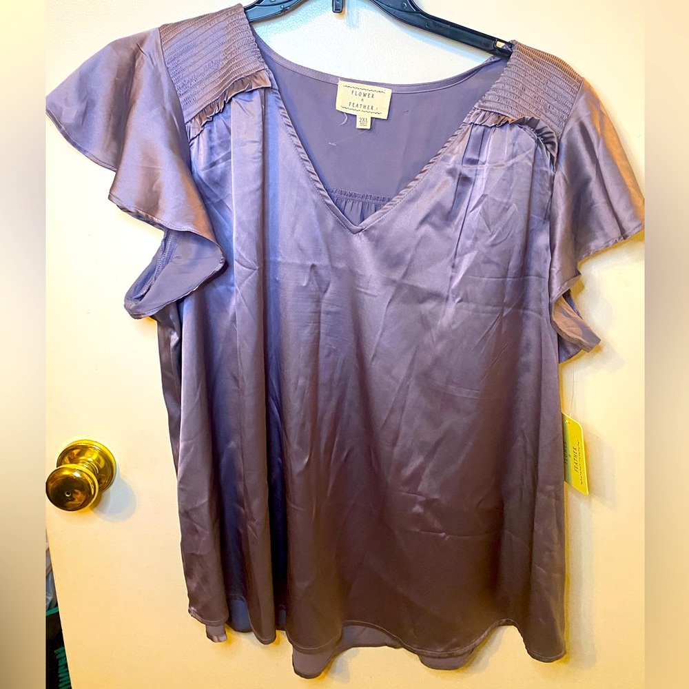 Plum satin 2x blouse